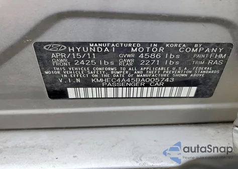 2011 Hyundai Sonata Hybrid z USA, uszkodzony, nr VIN KMHEC4A45BA005743